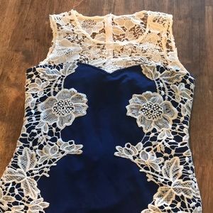 Blue Venus Dress with White Lace